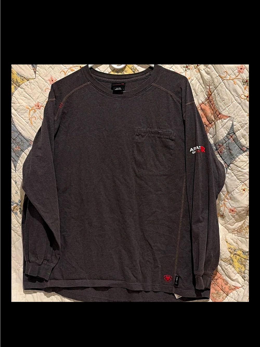 Ariat FR Work Shirt Mens XL Charcoal Long Sleeve Flame Resistant Pocket Tee